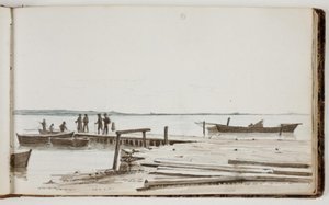 İnsanlar bir feribot terminalinde by Martinus Rørbye