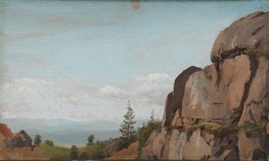 Ön Planda Kayalar Olan Norveç Manzarası by Martinus Rørbye