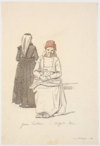 Oturan yaşlı kadın ve ayakta by Martinus Rørbye