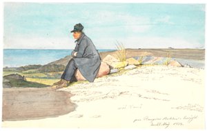 Bangsbo tepelerinde oturan adam, Vendsyssel, 22 Mayıs 1833 by Martinus Rørbye