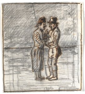 Deniz kenarında sohbet eden iki Skagboers by Martinus Rørbye