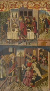 Aziz Christopher Şeytandan Korkan Kralın Vedası, Aziz Christopher ve Mühtedileri, 1480-85 by Martín de Soria