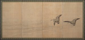 Sahildeki Kazlar, Edo dönemi, 18. yüzyıl. by Maruyama Okyo