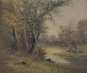Nehir Sahnesi (tuval üzerine yağlı boya) by Mary B Barnard