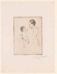 Okşama Okşama Mêre et enfant by Mary Cassatt (signed by artist)