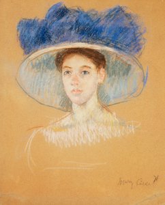 Büyük Şapkalı Kadın Başı, 1909 dolayları by Mary Cassatt