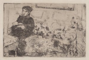 İç Mekan: Kanepede, c. 1883. by Mary Cassatt