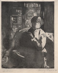Kütüphanede Örgü Yapmak by Mary Cassatt