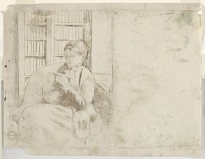 Kütüphanede Örgü örmek, c. 1881. by Mary Cassatt
