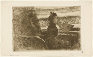 Siyahlı Bayan, Mahremiyet İçinde, Sağa Bakıyor by Mary Cassatt