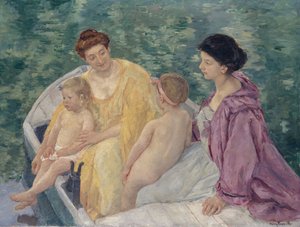 Le Bain Bir teknede iki anne ve çocukları by Mary Cassatt