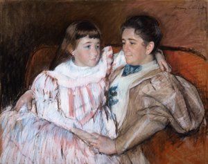 Louisine Havemeyer ve Kızı Electra, 1895 (kağıt üzerinde pastel) by Mary Cassatt
