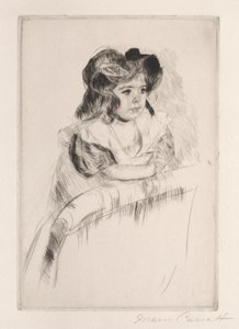 Margot, Kolları Koltuğun Arkasında Dinleyen, c. 1903. by Mary Cassatt
