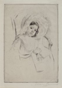 Bir Sandalyeye Yaslanmış Disket Başlıklı Margot, c. 1902. by Mary Cassatt