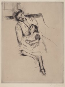 2 Nolu Bir Kanepede Oturan Reine ve Margot, c. 1902. by Mary Cassatt