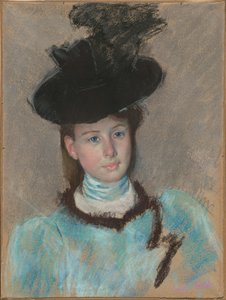 siyah şapka by Mary Cassatt