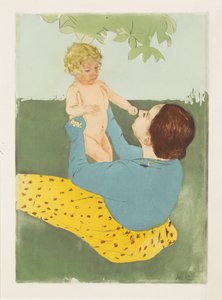 Under the Horse-Chestnut Tree, 1896-97 (drypoint & aquatint in colours) by Mary Cassatt