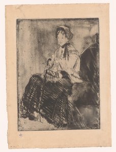 Şemsiye Şemsiye ile oturan kadın by Mary Cassatt