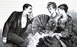 Bir yelpaze kullanan zengin bir genç bayan. by Mary Ellen Edwards