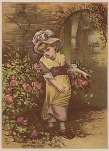 Gül toplayan kız (chromolitho) by Mary Ellen Edwards