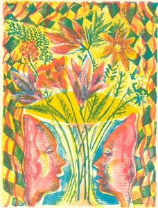 Yüzler ve Çiçekler, 2015 (litografi) by Mary Kuper