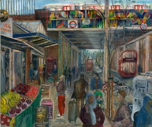 Ladbroke Grove karantinadan hemen önce: 4, istasyon, 2020 (gemide petrol) by Mary Kuper