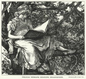Felicia Hemans Shakespere Okuma (gravür) by Mary L. Gow