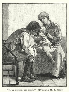 Silas Marner - Bebek başını tuttu (gravür) by Mary L. Gow