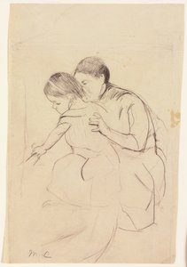 Sol Eliyle Küvete Dokunan Bebek, Hemşiresinin Tuttuğu, 1891 dolayları by Mary Cassatt
