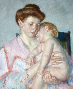 Sleepy Baby, c.1910 (kağıt üzerinde pastel) by Mary Stevenson Cassatt