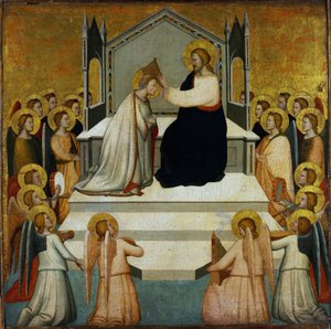 Bakirenin Taç Giymesi - Bakirenin Taç Giymesi - Maso di Banco (?-1348) - 1335-1340 - Panelde Tempera - 51.2x51.7 - Szepmuveszeti Muzeum, Budapeşte