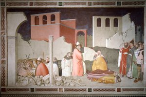 Yılbaşı Gecesi Bölümleri: Papa Saint Sylvester I (Silvester veya Silvestro) (314-335) ejderhanın ağzını kapatır (solda) ve ejderhanın nefesiyle iki magi terasını diriltir (Papa Sylvester I bir ejderhayı geri çevirir ve canlandırır. kurbanları) - Fre