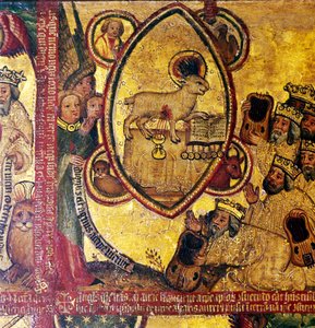 Kuzu, Elders tarafından Tapılan Yedi Mühür kitabını tutan, 14-15. yüzyıl