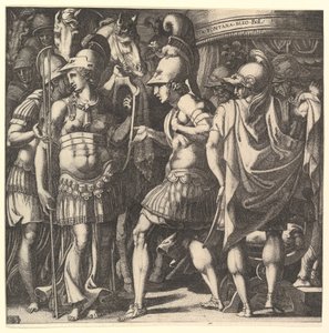 Alexander, Thalestris ve Amazonları karşılarken, 16. yüzyılın ortalarında.