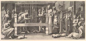 İplik, dokuma ve dikiş yapan kadınlar, 1540-50.