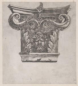 Görkemli Roma Aynası: Bezelye volütleri ve satir başlı başkent, ca. 1537., yakl. 1537