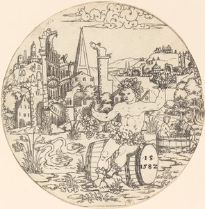 Bir Peyzajda Oturan Bacchus by Master IS.