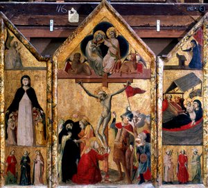 Merkezi panel olarak Çarmıha Gerilme ile Üç Parça, c1333 by Master of Bologna