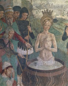 İtalya, Piedmont Bölgesi, Alessandria Eyaleti, Serralunga di Crea, Sacro Monte di Crea, Sanctuary of Santa Maria Assunta, Chapel of St Margaret of Antioch, Passion of St Margaret of Antioch, detay