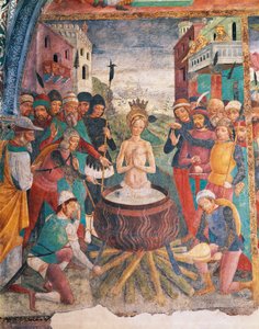 İtalya, Piedmont Bölgesi, Alessandria Eyaleti, Serralunga di Crea, Sacro Monte di Crea, Santa Maria Assunta Tapınağı, St Margaret of Antioch Şapeli, Passion of St Margaret of Antioch
