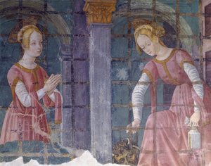 İtalya, Piedmont Bölgesi, Alessandria eyaleti, Santa Maria Assunta Bazilikası'ndaki şapelde fresk