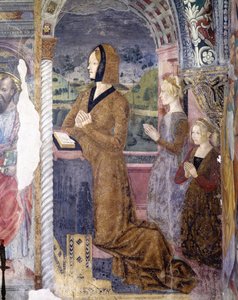 İtalya, Piedmont Bölgesi, Serralunga di Crea, Santa Maria Assunta Bazilikası'ndaki şapelde fresk