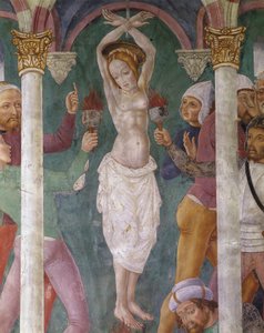 İtalya, Piedmont Bölgesi, Sacro Monte'deki Santa Margherita Şapeli'ndeki fresk
