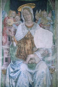 İtalya, Piedmont, Serralunga di Crea, Sacro Monte di Crea, Santa Maria Assunta Bazilikası, şapel, fresk