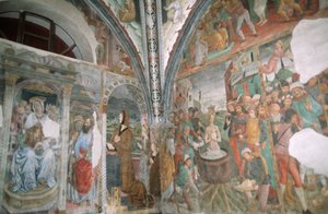 İtalya, Piedmont, Serralunga di Crea, Sacro Monte di Crea, Santa Maria Assunta Bazilikası, şapel, freskler