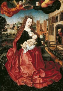 Madonna ve Çocuk iki melek tarafından taçlandırıldı, 1490