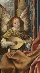 Müzik Yapan Meleklerle Kutsal Aile Üçlemesi. Detay: Melek, yaklaşık 1510-1520