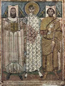 Selanik'li Aziz Demetrius bağışçılarla birlikte, 6-7. yüzyıl by Master of Hagios Demetrios
