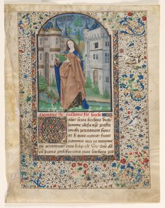 Saatler Kitabından Yaprak: St. Barbara 2 / 2 Kesilmiş Yaprak, c. 1465. by Master of Jacques de Luxembourg