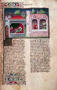 Gallant sahnesi: iki çift konuşuyor. İtalyan yazar Giovanni Boccaccio dit Jean Boccace